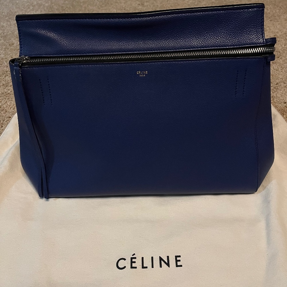 Celine Supple Calfksin Edge Medium Bag in Cobalt Blue comes with dustbag